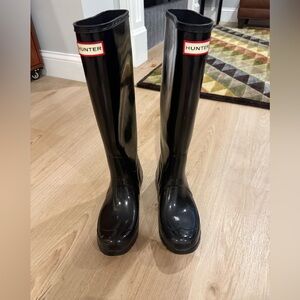 Hunter Glossy Black Tall Rain Boots